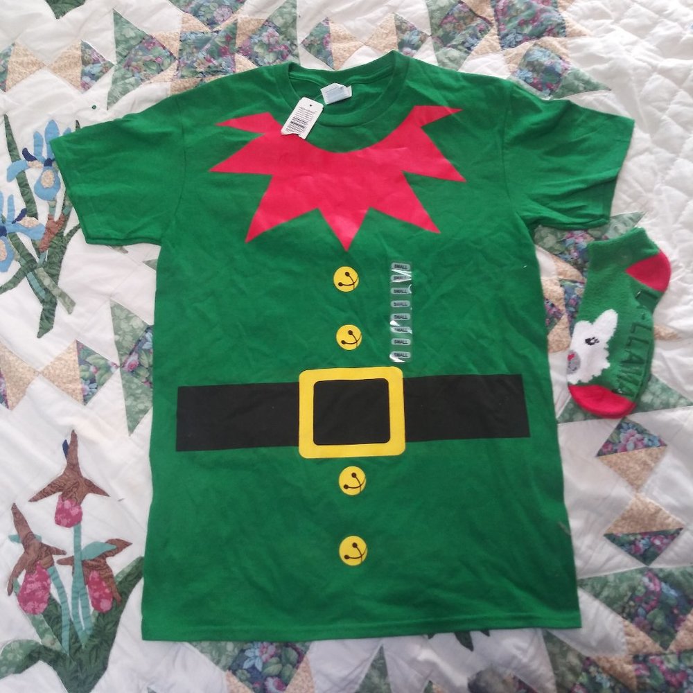 Christmas Elf Shirt and Lama Holiday Socks